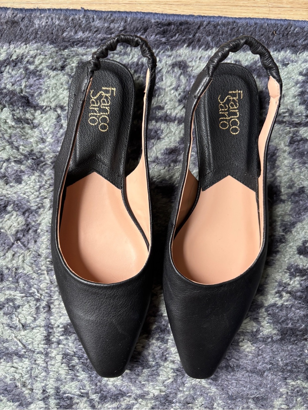 Franco Sarto Black Pointed Toe Slingback Flats